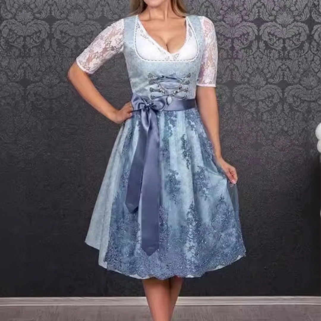 Dames Dirndl Oktoberfest Jurk Lichtblauw