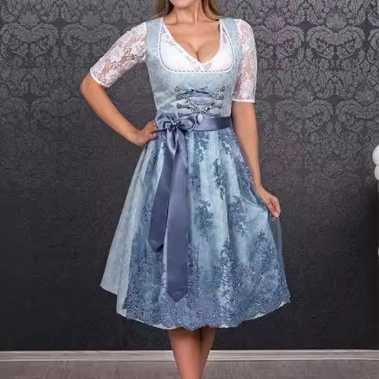Dames Dirndl Oktoberfest Jurk Lichtblauw