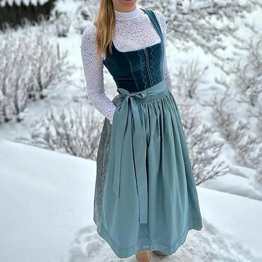 Dames Dirndl Oktoberfest Jurk met Vintage Elegantie Donkergroen