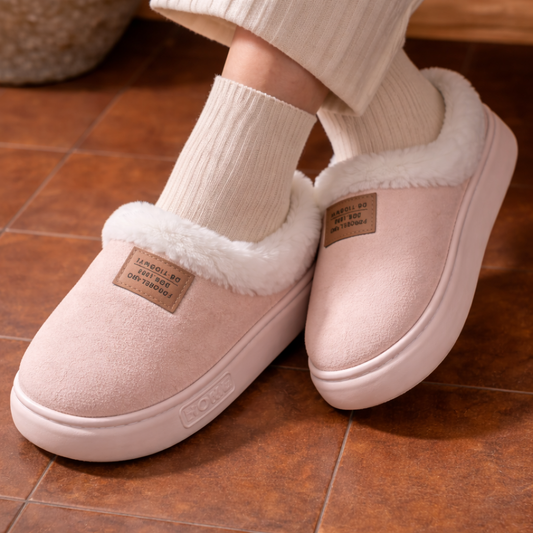 Dames Fluffy Pantoffels met Bontvoering en Antislipzool
