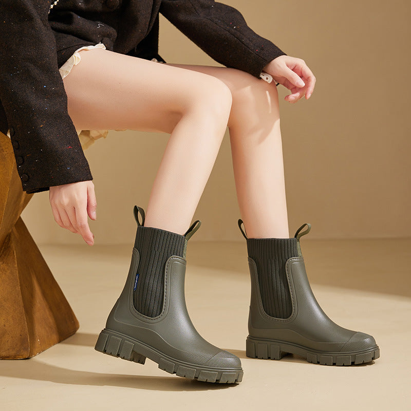 Dames Stijlvolle Regenlaarzen met Antislip Zool en Waterdichte Constructie