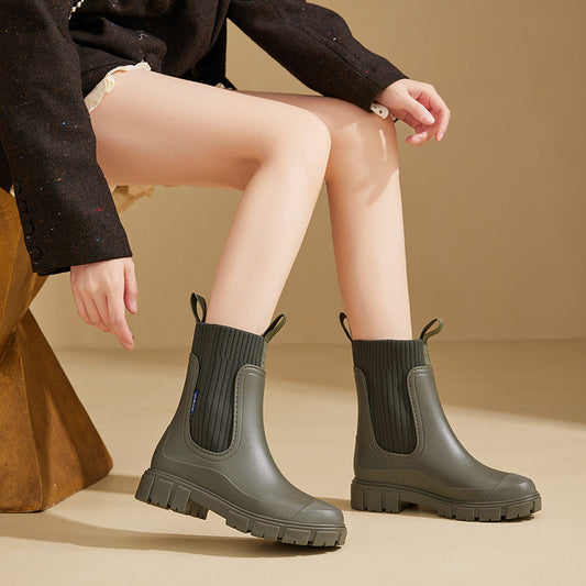 Dames Stijlvolle Regenlaarzen met Antislip Zool en Waterdichte Constructie