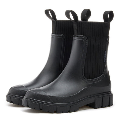 Dames Stijlvolle Regenlaarzen met Antislip Zool en Waterdichte Constructie Zwart