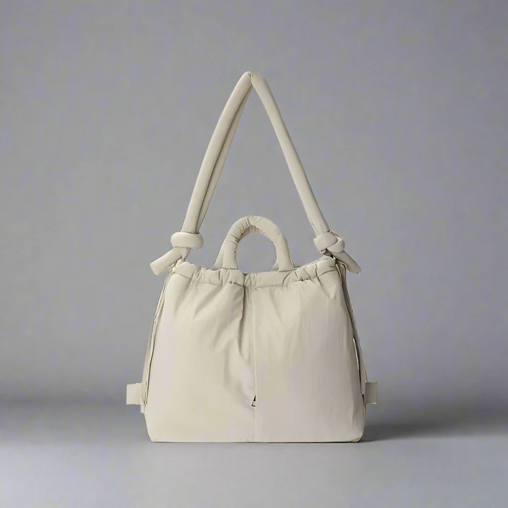Dames Handtas met Uniek Puffer Ontwerp en Ruime Compartimenten Beige