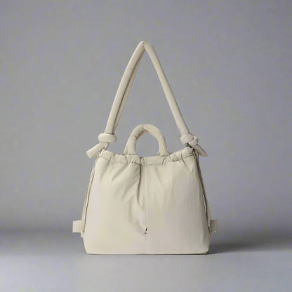 Dames Handtas met Uniek Puffer Ontwerp en Ruime Compartimenten Beige