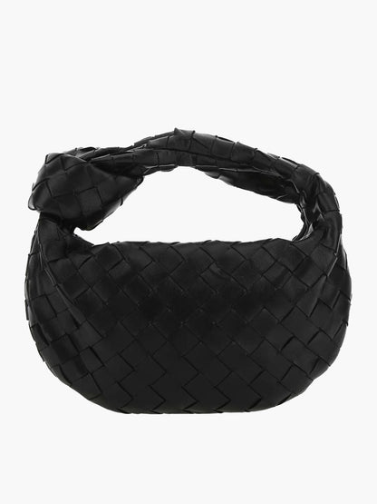 Dames Geweven Handtas met Knoop Zwart