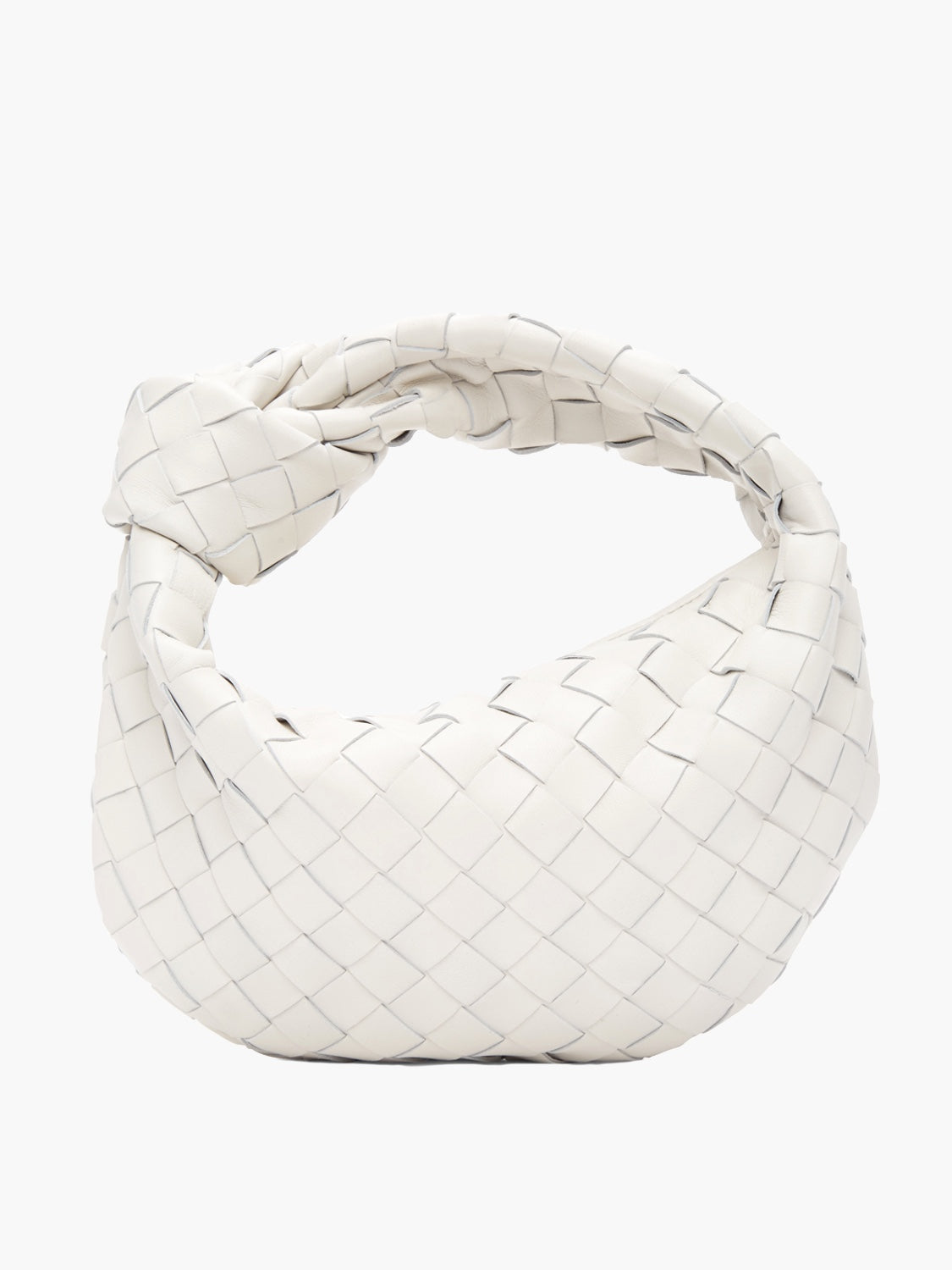 Dames Geweven Handtas met Knoop Wit
