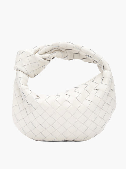 Dames Geweven Handtas met Knoop Wit