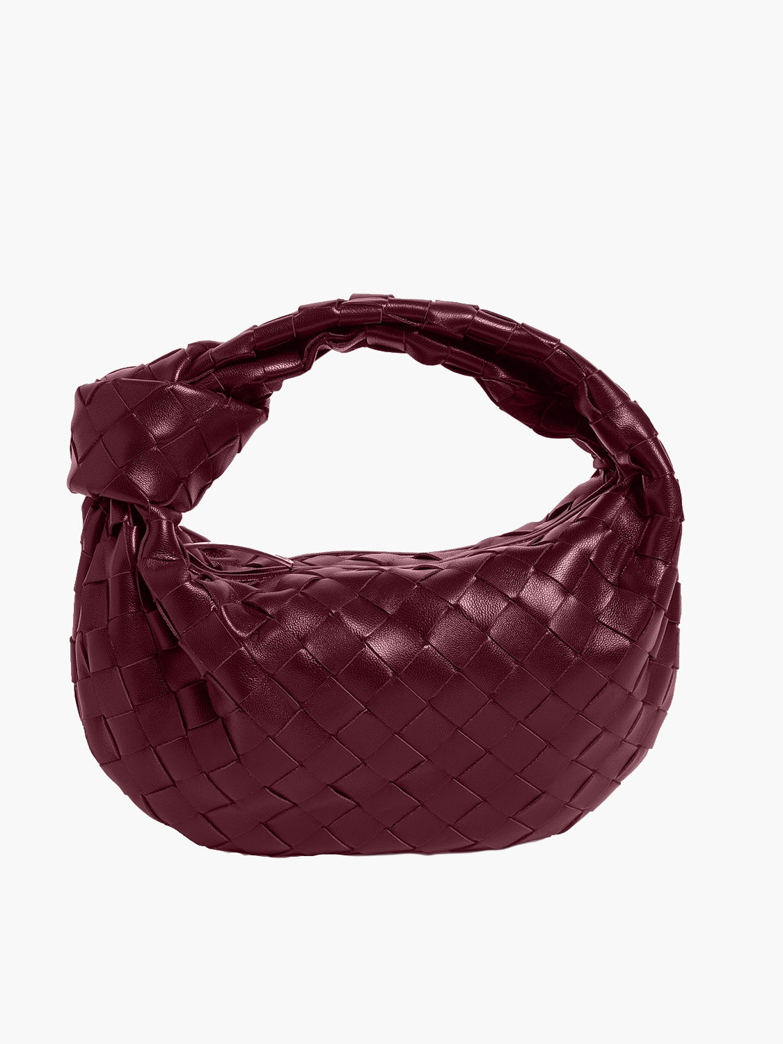 Dames Geweven Handtas met Knoop Bordeauxrood
