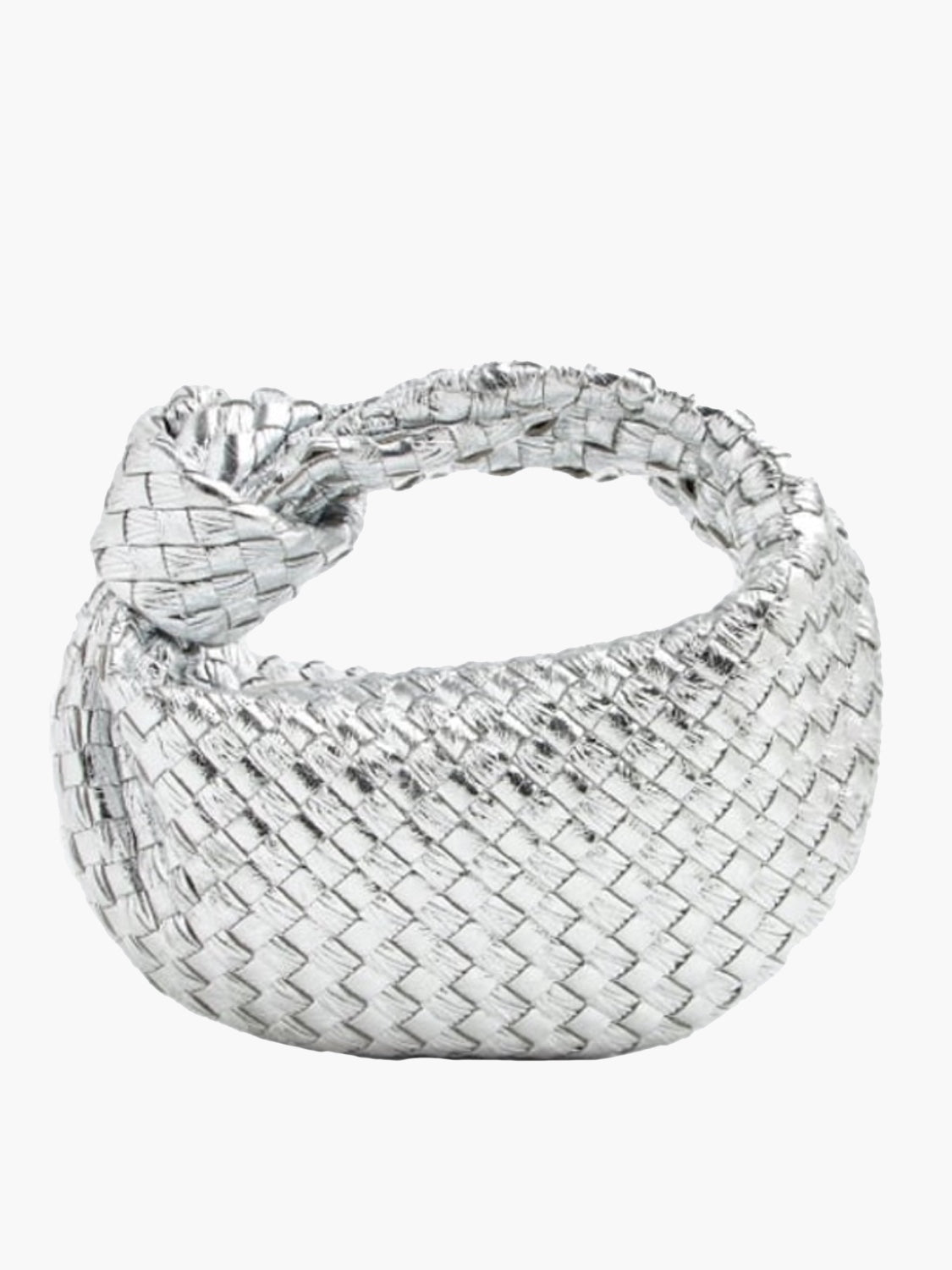 Dames Geweven Handtas met Knoop Zilver