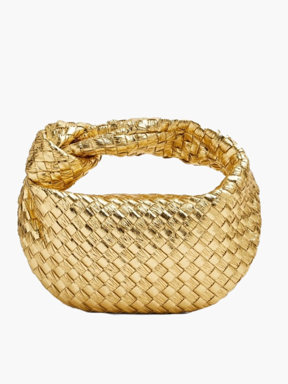 Dames Geweven Handtas met Knoop Goud