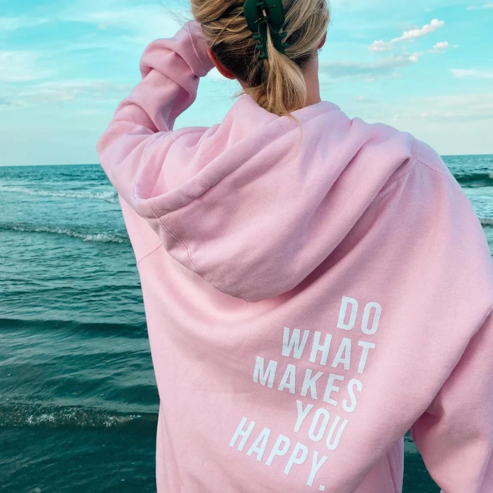 Dames Hoodie met Lange Mouwen en Letterprint Roze