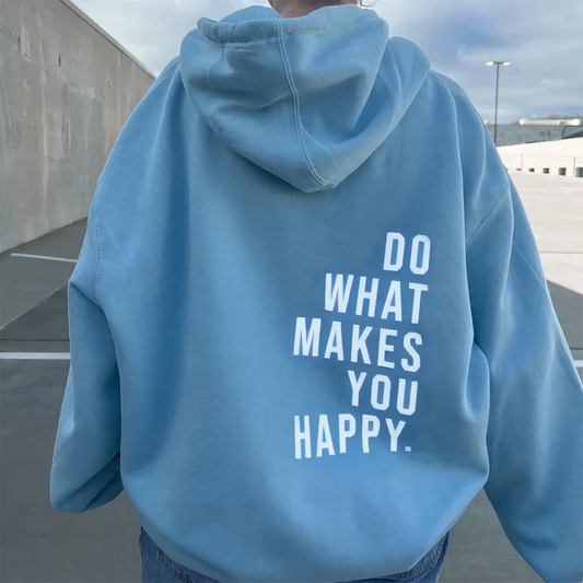 Dames Hoodie met Lange Mouwen en Letterprint Lichtblauw