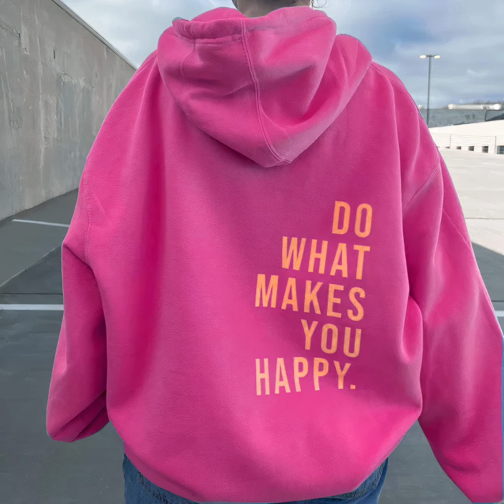Dames Hoodie met Lange Mouwen en Letterprint Donkerroze