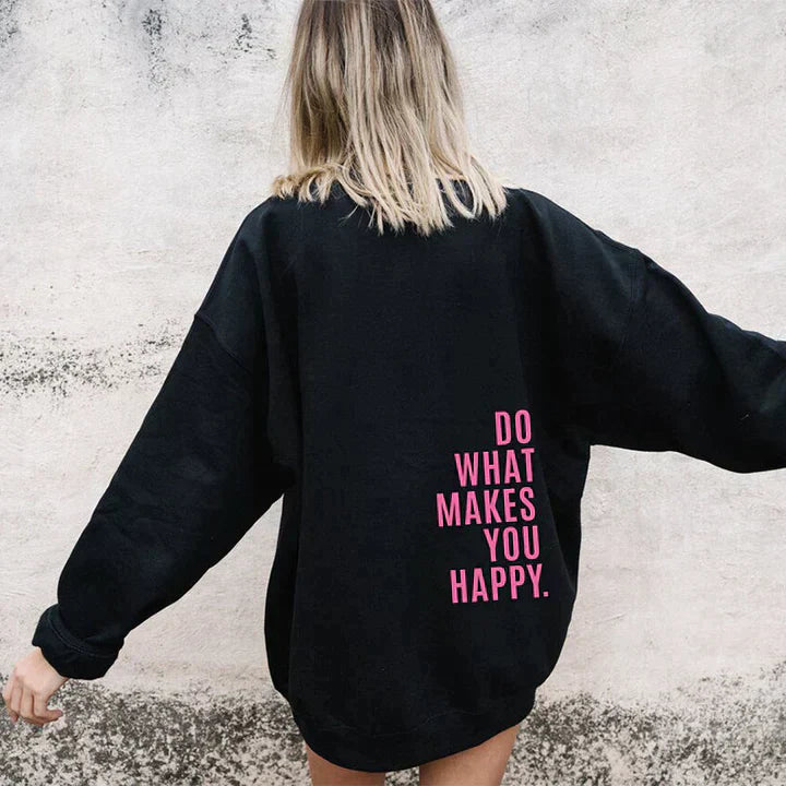 Dames Hoodie met Lange Mouwen en Letterprint Zwart