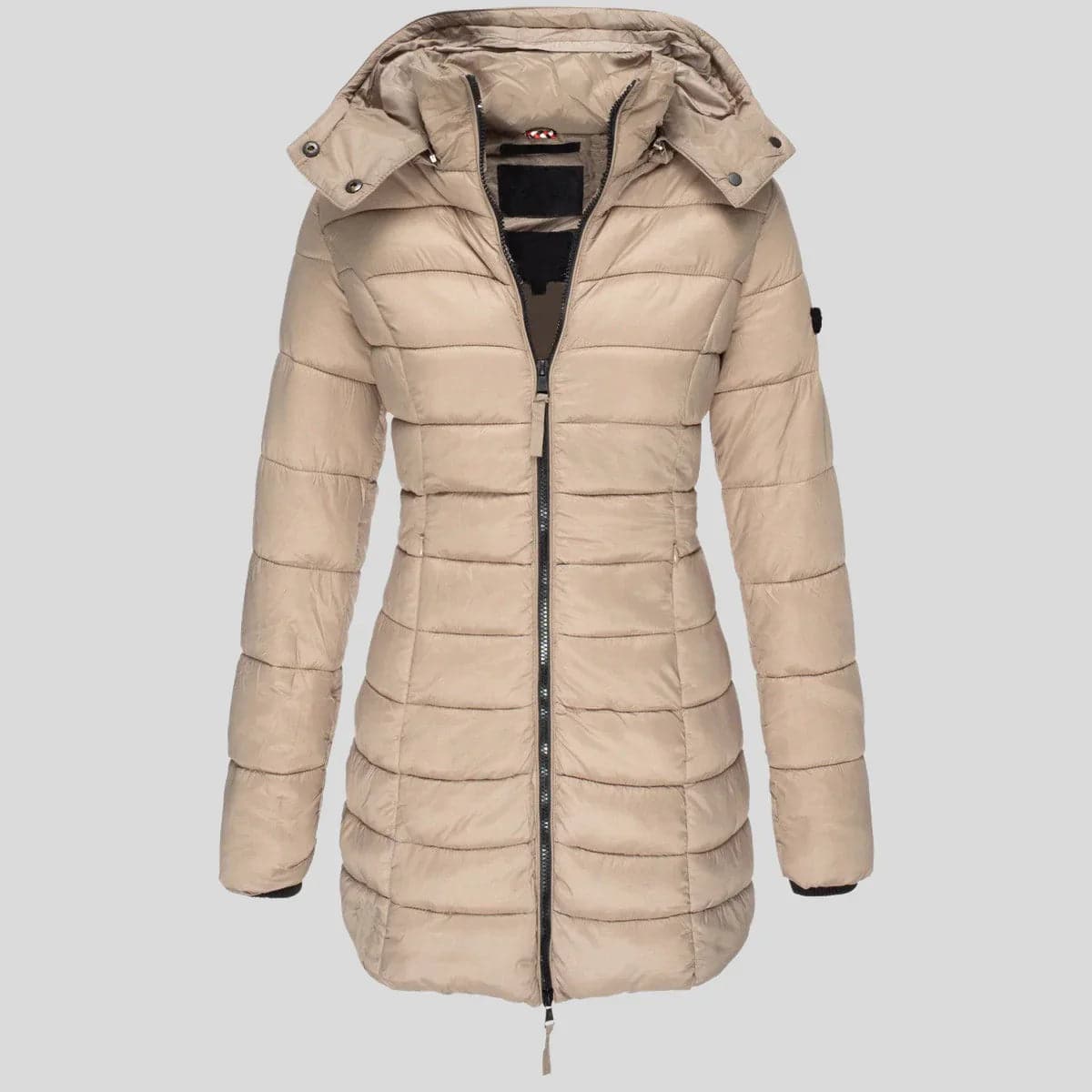 Dames Lange Puffer Winterjas Parka Beige