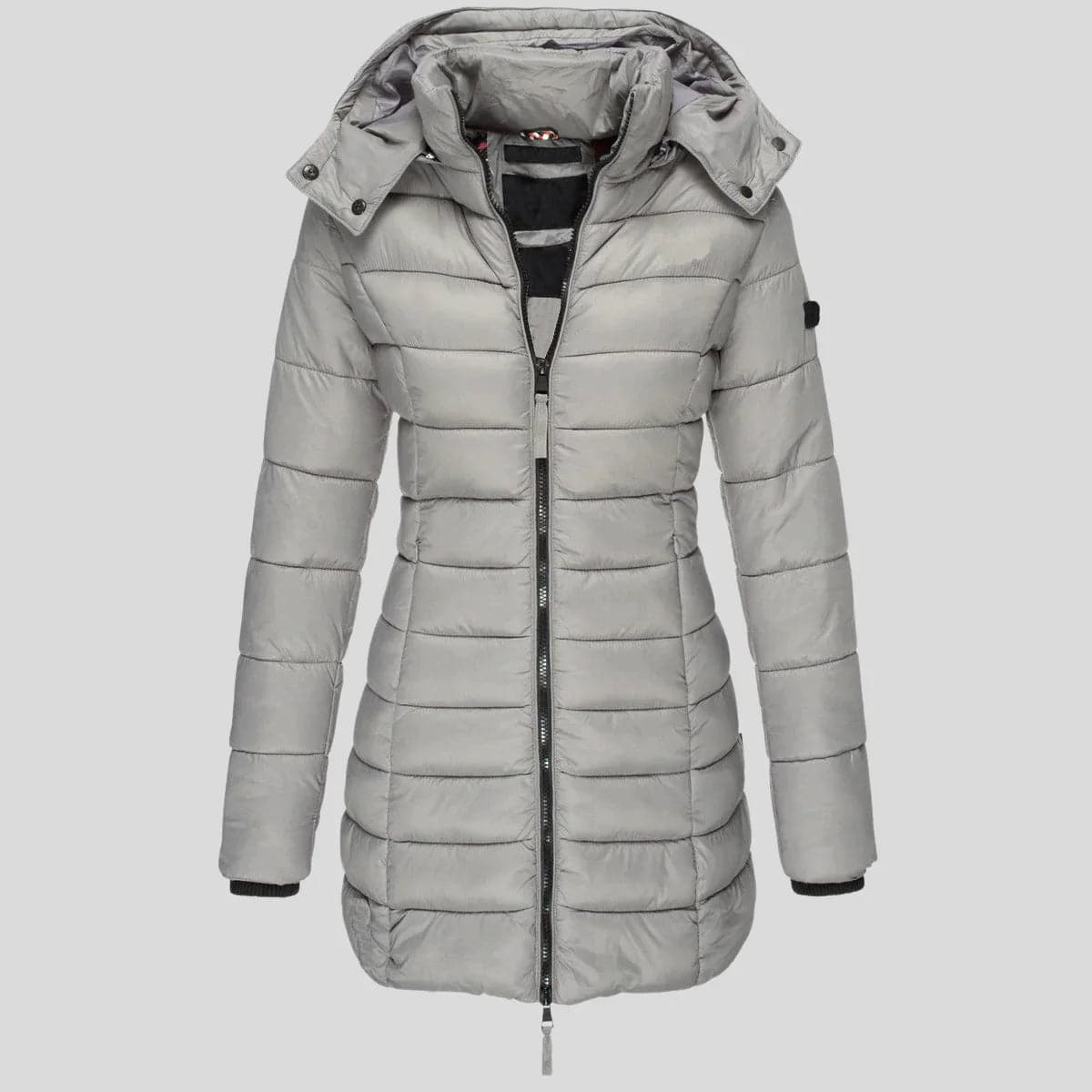 Dames Lange Puffer Winterjas Parka Grijs