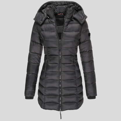 Dames Lange Puffer Winterjas Parka Zwart
