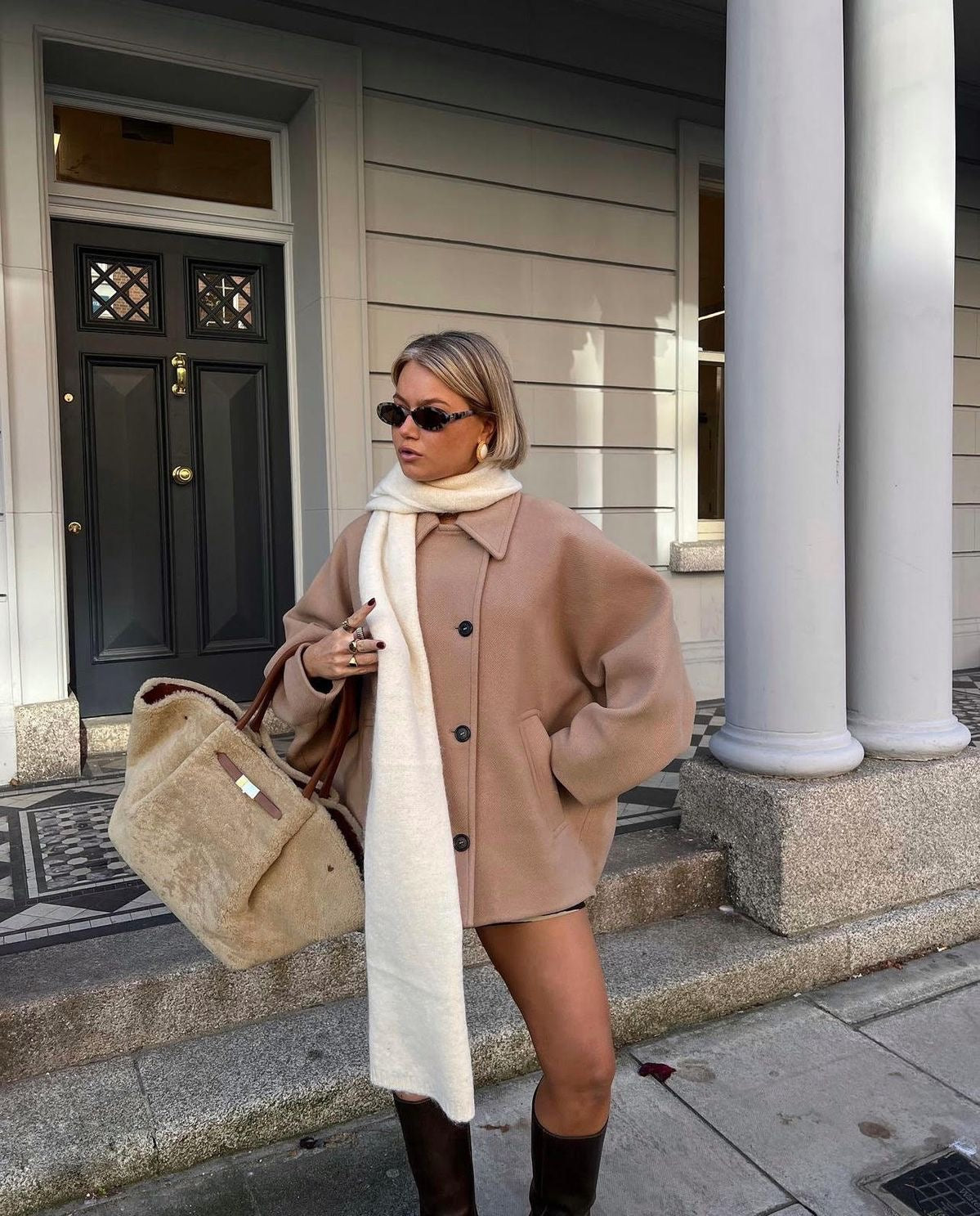 Dames Oversized Jas met Dubbelrijige Knopen en Boxy Fit