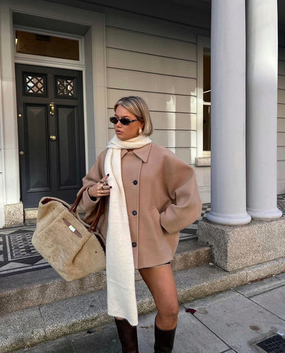 Dames Oversized Jas met Dubbelrijige Knopen en Boxy Fit