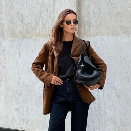 Dames Elegante Blazer Tussenjas Bruin