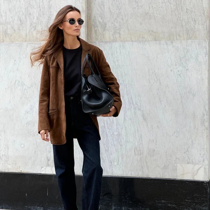 Dames Elegante Blazer Tussenjas Bruin