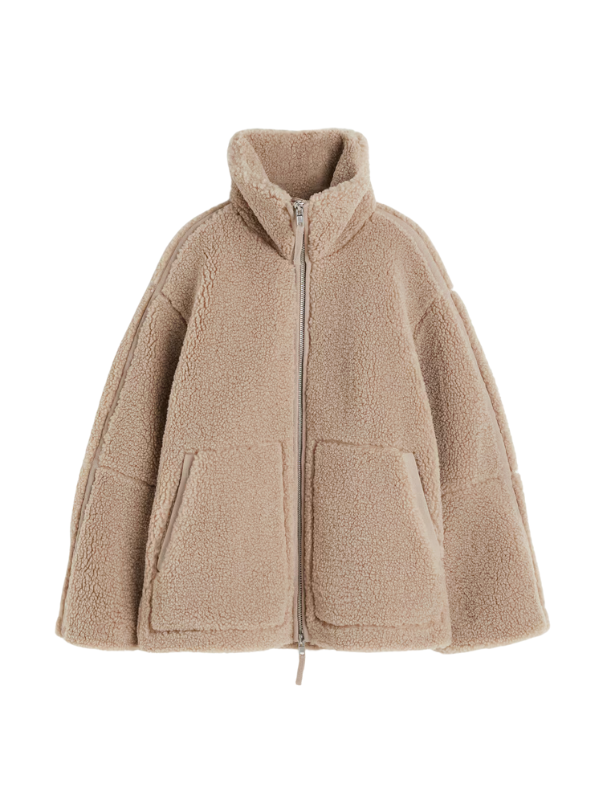 Dames Tussenjas met Oversized Pasvorm en Zachte Sherpa Fleece