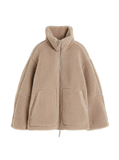 Dames Tussenjas met Oversized Pasvorm en Zachte Sherpa Fleece