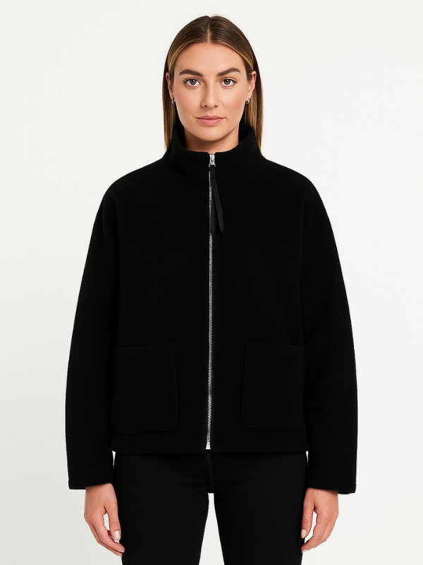 Dames Tussenjas met Oversized Pasvorm en Zachte Sherpa Fleece Zwart