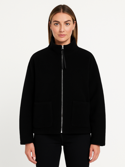 Dames Tussenjas met Oversized Pasvorm en Zachte Sherpa Fleece Zwart