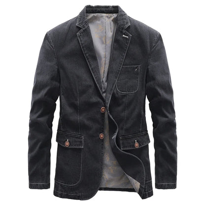 Heren Colbertjas met Dubbelgeknoopte Sluiting en Vintage Look Zwart