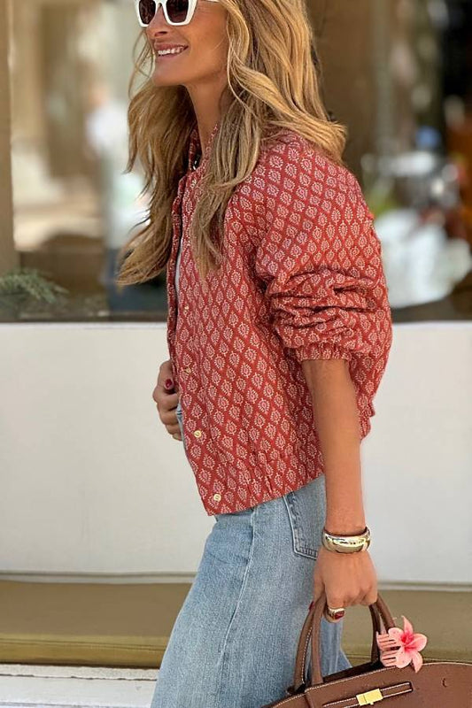 Dames Jasje met Modieuze Print Rood