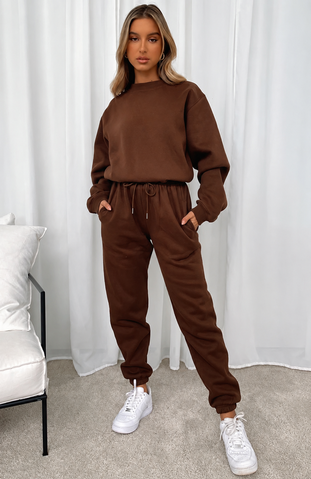 Dames Joggingpak Casual met Comfortabele Pasvorm Bruin