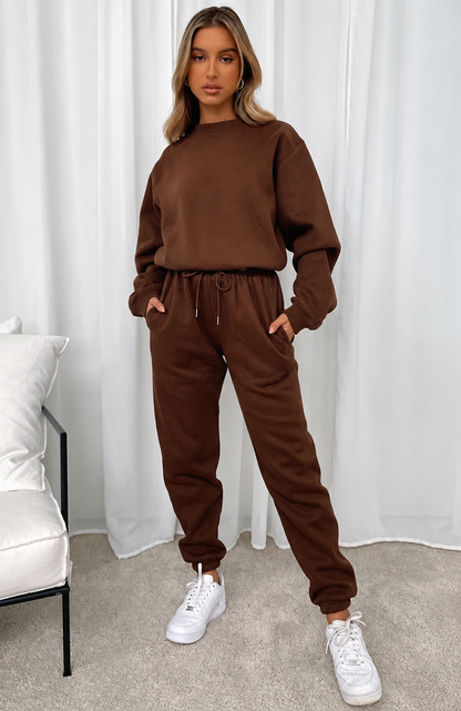 Dames Joggingpak Casual met Comfortabele Pasvorm Bruin