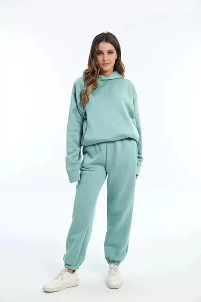 Dames Joggingpak met Hoodie en Joggingbroek Winter Lichtgroen