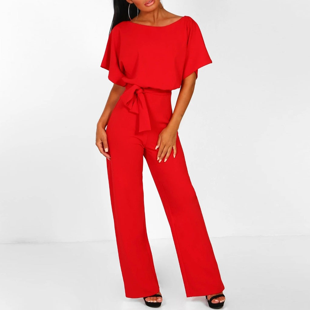 Dames Chique Jumpsuit met Losse Mouwen Rood