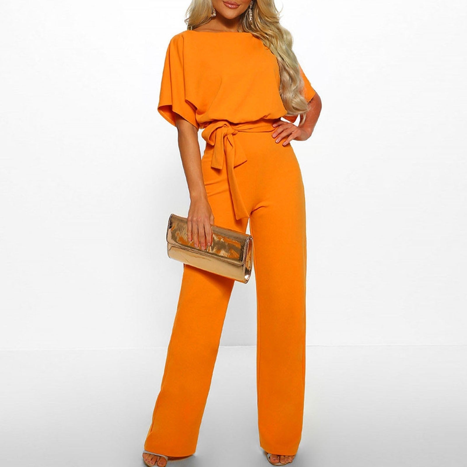 Dames Chique Jumpsuit met Losse Mouwen Geel