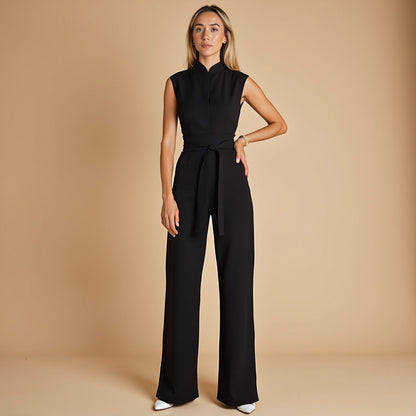 Dames Jumpsuit met Hoge Kraag en Ceintuur