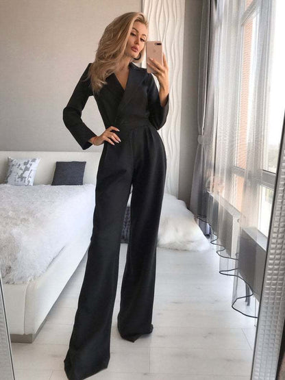 Dames Jumpsuit Lange Mouw met Slanke Pasvorm voor Feestelijke Gelegenheden Zwart