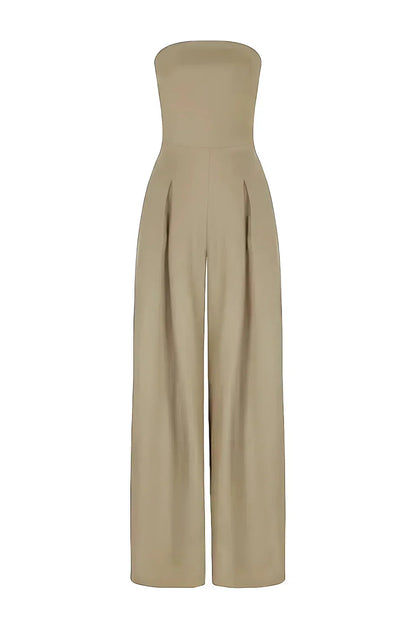 Dames Jumpsuit met Wijde Pijpen en Strapless Ontwerp