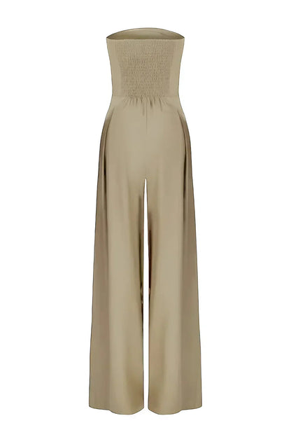 Dames Jumpsuit met Wijde Pijpen en Strapless Ontwerp