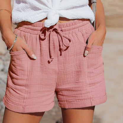 Dames Zomerse Korte Broek van Katoen Roze