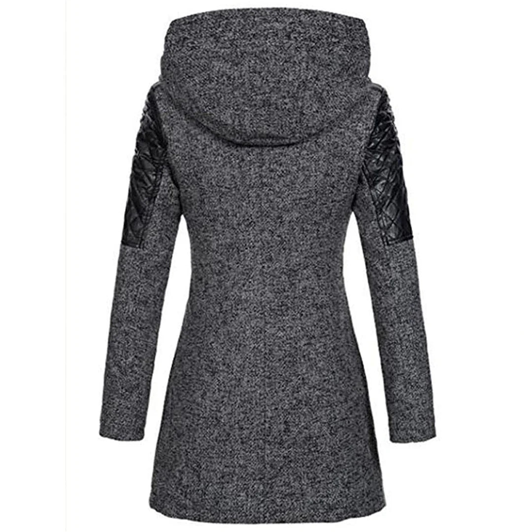 Dames Lange Jas met Capuchon en Asymmetrische Rits voor Winter