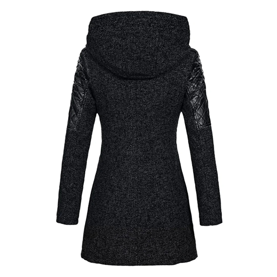 Dames Lange Jas met Capuchon en Asymmetrische Rits voor Winter