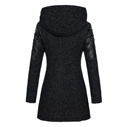 Dames Lange Jas met Capuchon en Asymmetrische Rits voor Winter