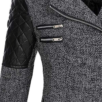 Dames Lange Jas met Capuchon en Asymmetrische Rits voor Winter