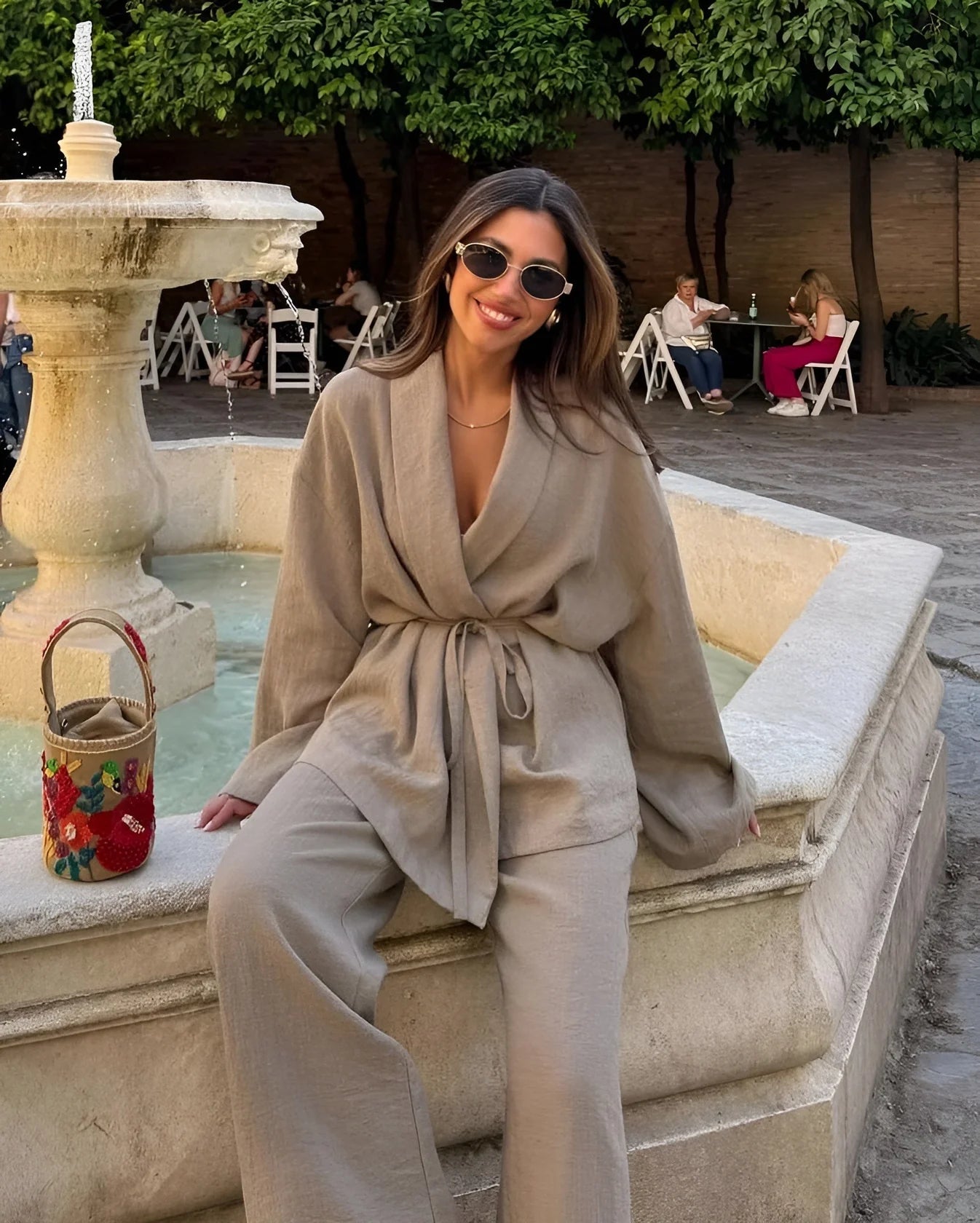 Dames Kimono Set Khaki