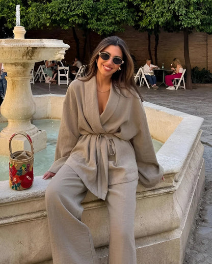 Dames Kimono Set Khaki