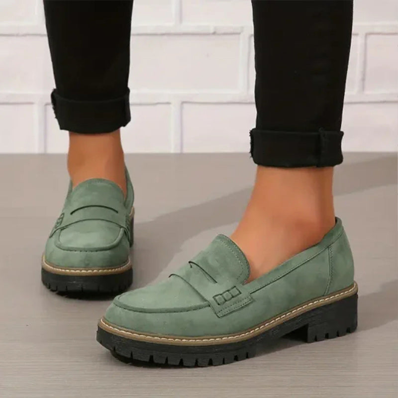 Dames Penny Loafers met Dikke Zool Groen