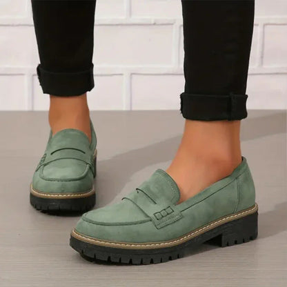 Dames Penny Loafers met Dikke Zool Groen